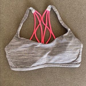 Lululemon Grey Sports Bra with Pink Back Detail